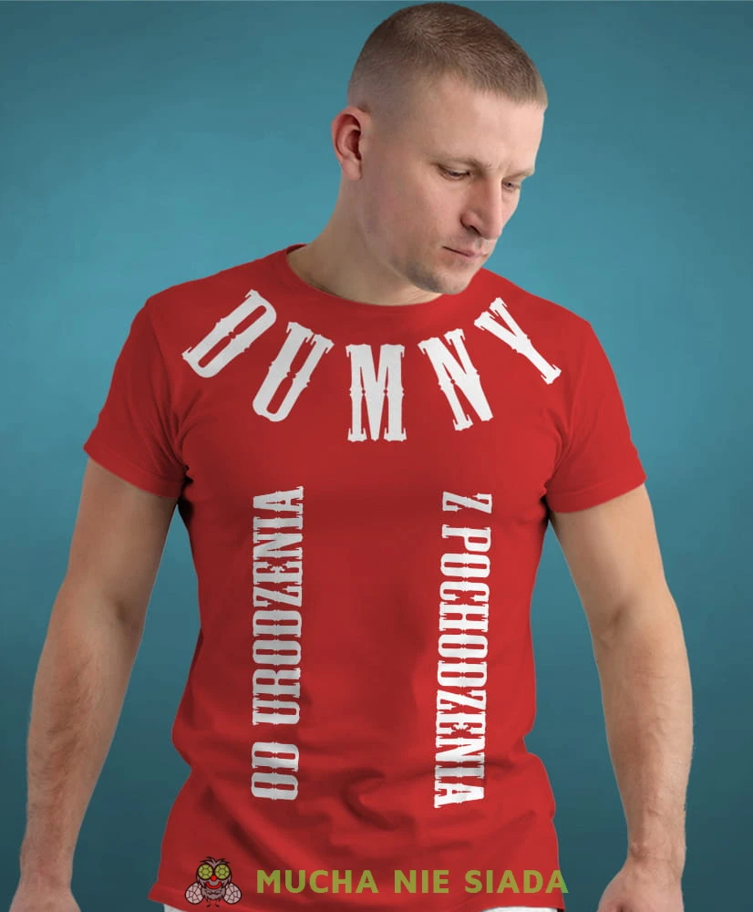 od urodzenia dumny  pochodzenia, czerwona męska koszulka z nadrukiem, koszulka patriotyczna, koszulki z grafiką patriotyczną, dla mężczyzny, dla chłopaka na prezent, koszulka Polska, koszulki Polska.jpg