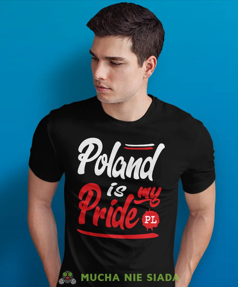 Poland is my pride, PL, czarna męska koszulka z nadrukiem, koszulka patriotyczna, koszulki z grafiką patriotyczną, dla mężczyzny, dla chłopaka na prezent, koszulka Polska, koszulki Polska.jpg