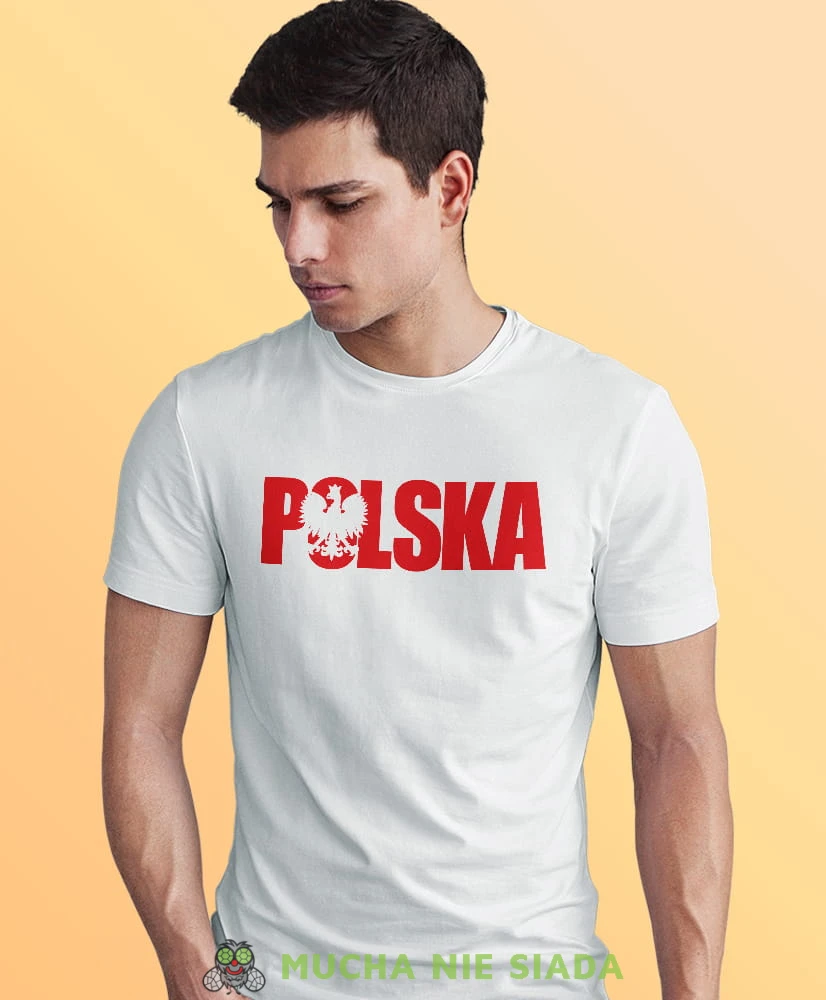 Polska Orzeł Polski, biała męska koszulka z nadrukiem, koszulka patriotyczna, koszulki z grafiką patriotyczną, dla mężczyzny, dla chłopaka na prezent, koszulka Polska, koszulki Polska.jpg
