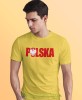 Polska Orzeł Polski, żółta męska koszulka z nadrukiem, koszulka patriotyczna, koszulki z grafiką patriotyczną, dla mężczyzny, dla chłopaka na prezent, koszulka Polska, koszulki Polska.jpg
