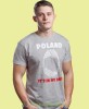 biało czerwony odcisk palca Poland it's in my dna, szara męska koszulka z nadrukiem, koszulka patriotyczna, koszulki z grafiką patriotyczną, dla mężczyzny, dla chłopaka na prezent, koszulka Polska, koszulki Polska.jpg