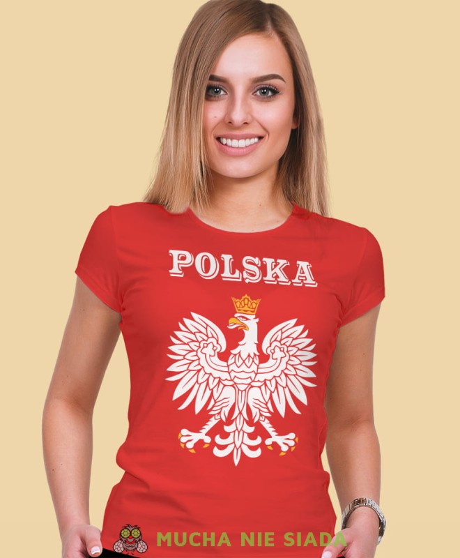 Polska Orzeł Polski czerwona damska koszulka patriotyczna, patriotka, koszulka dla niej, dla dziewczyny, koszulka na prezent.jpg