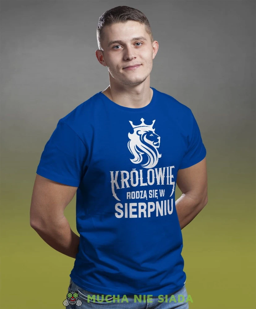 Królowie rodzą się w... męska koszulka urodzinowa niebieska