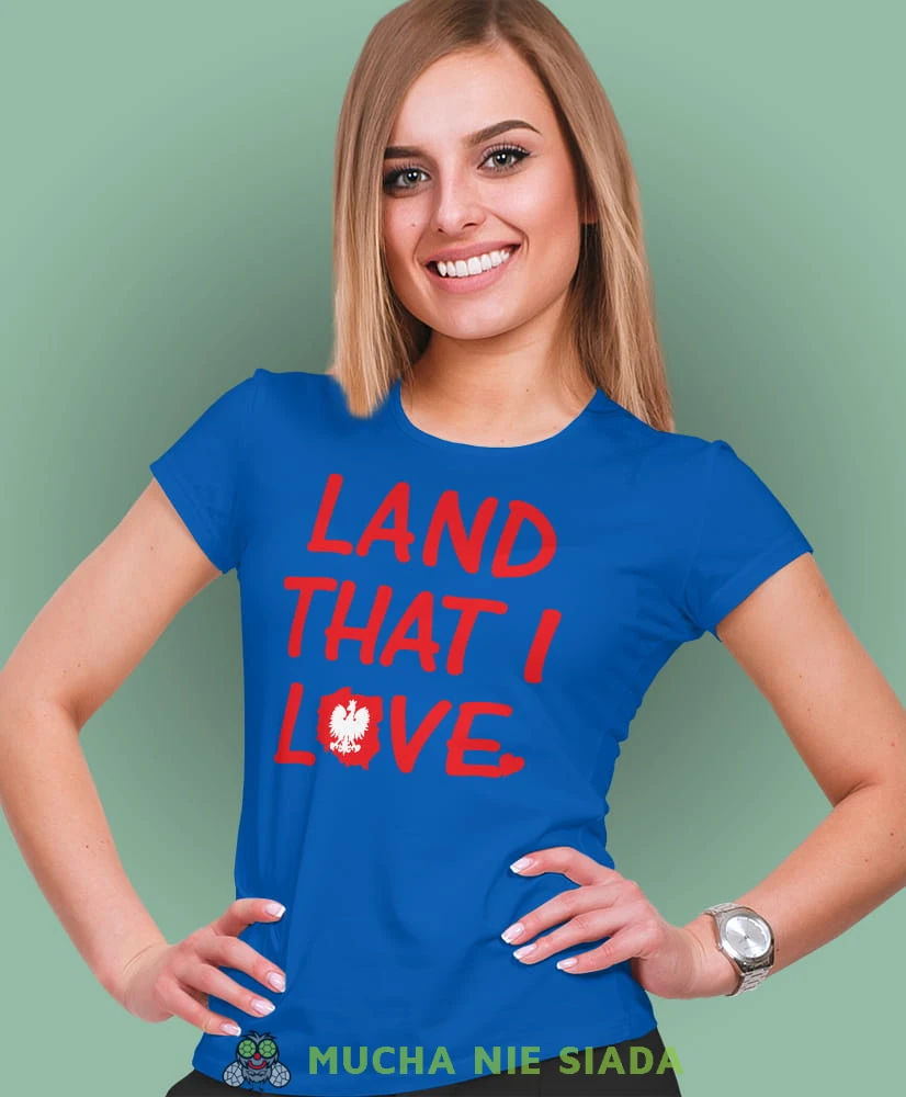 land that i love niebieska damska koszulka patriotyczna, patriotka, koszulka dla niej, dla dziewczyny, koszulka na prezent.jpg