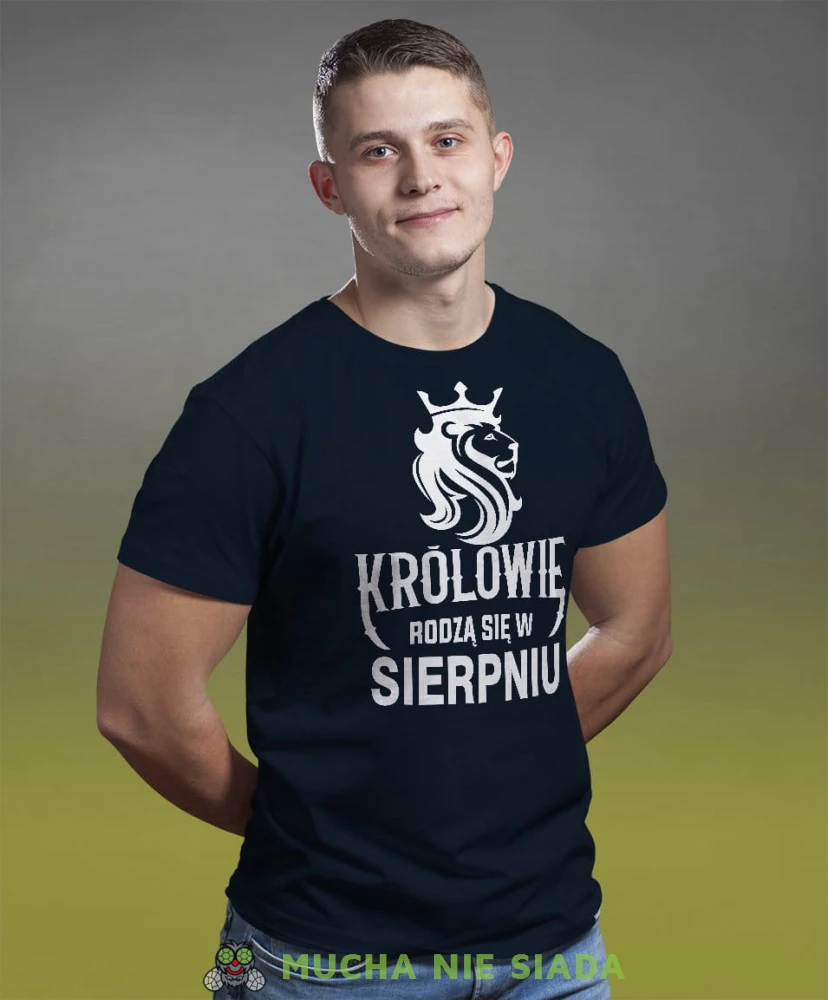 Królowie rodzą się w... męska koszulka urodzinowa granatowa