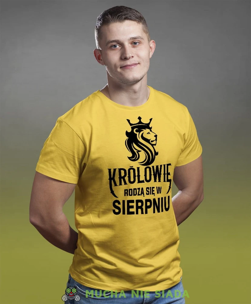 Królowie rodzą się w... męska koszulka urodzinowa żółta
