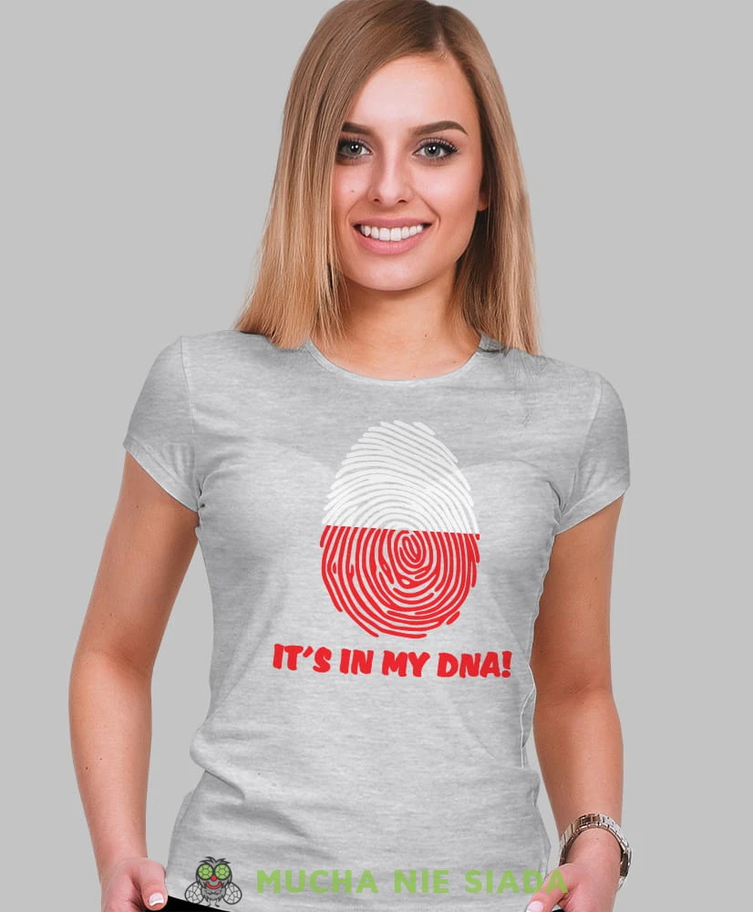 it's in my DNA szara damska koszulka patriotyczna, patriotka, koszulka dla niej, dla dziewczyny, koszulka na prezent.jpg