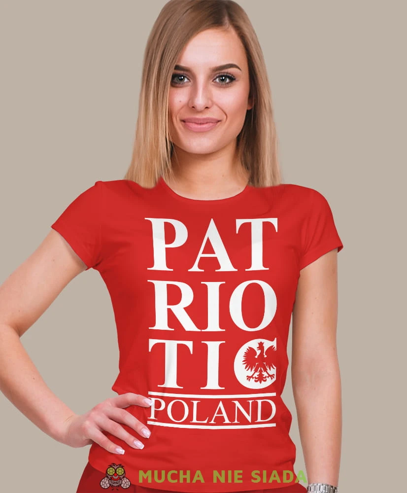 patriotic Orzeł Polski Poland czerwona damska koszulka patriotyczna, patriotka, koszulka dla niej, dla dziewczyny, koszulka na prezent.jpg