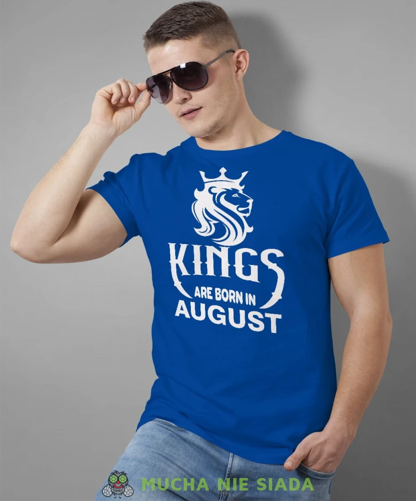 Kings are born in męska koszulka urodzinowa niebieska