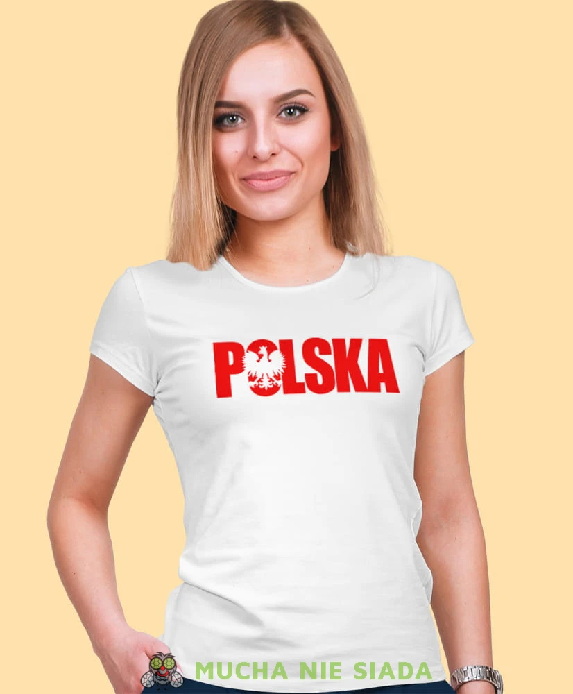 Polska biała damska koszulka patriotyczna, patriotka, koszulka dla niej, dla dziewczyny, koszulka na prezent.jpg