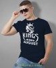Kings are born in męska koszulka urodzinowa granatowa