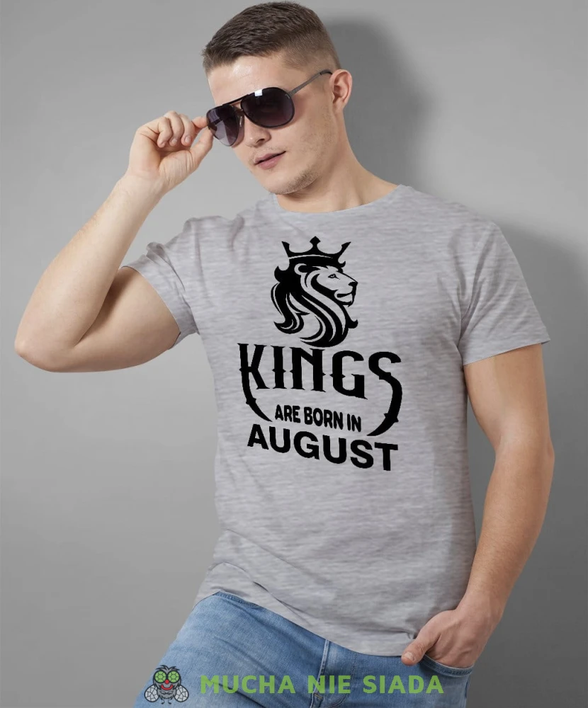 Kings are born in męska koszulka urodzinowa szara