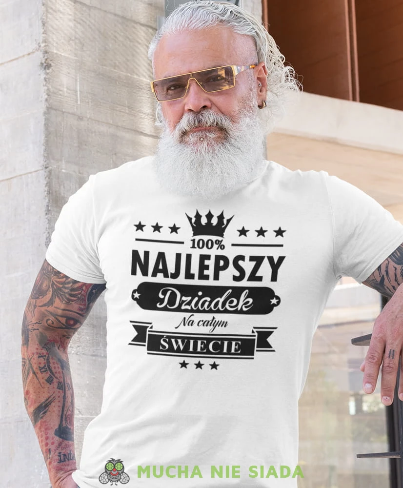 najlepszy dziadek na całym świecie biała koszulka męska dla dziadka, na urodziny, na dzień dziadka, na prezent.jpg