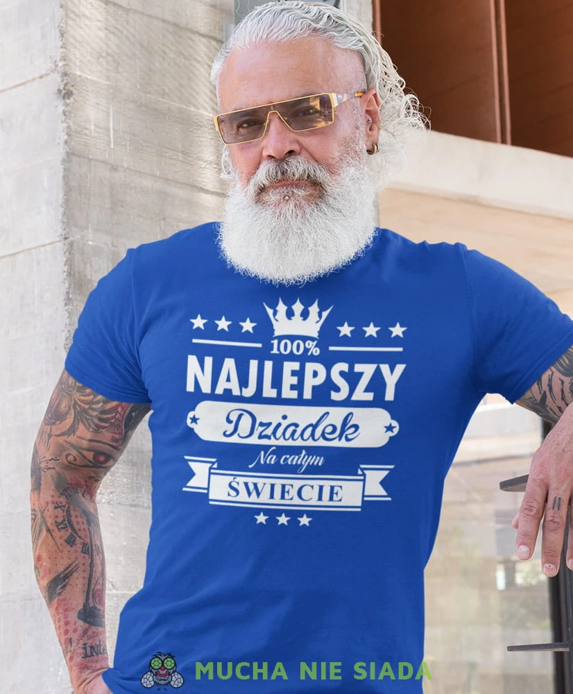 najlepszy dziadek na całym świecie niebieska koszulka męska dla dziadka, na urodziny, na dzień dziadka, na prezent.jpg