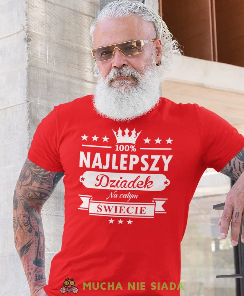 najlepszy dziadek na całym świecie czerwona koszulka męska dla dziadka, na urodziny, na dzień dziadka, na prezent.jpg