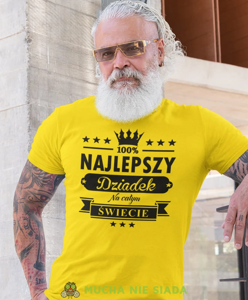 najlepszy dziadek na całym świecie żółta koszulka męska dla dziadka, na urodziny, na dzień dziadka, na prezent.jpg