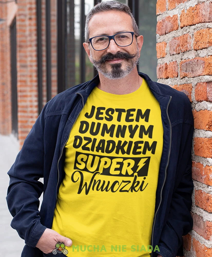 jestem dumnym dziadkiem super wnuczki żółta koszulka męska dla dziadka, na urodziny, na dzień dziadka, na prezent.jpg