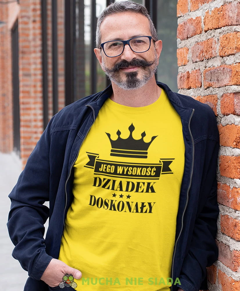 jego wysokość dziadek doskonały żółta koszulka męska dla dziadka, na urodziny, na dzień dziadka, na prezent.jpg