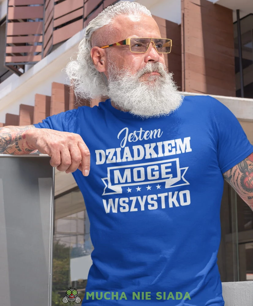 jestem dziadkiem mogę wszystko niebieska koszulka męska dla dziadka, na urodziny, na dzień dziadka, na prezent.jpg