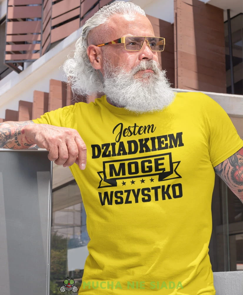 jestem dziadkiem mogę wszystko żółta koszulka męska dla dziadka, na urodziny, na dzień dziadka, na prezent.jpg
