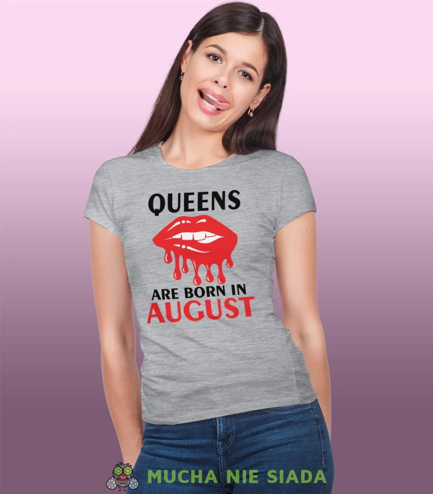 Queens are born damska koszulka urodzinowa szara