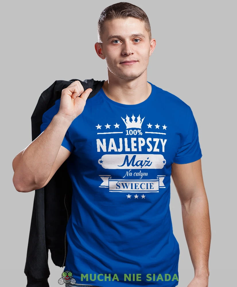 najlepszy mąż na całym świecie niebieska męska koszulka z nadrukiem dla męża, na co dzień, na prezent, fajna koszulka.jpg