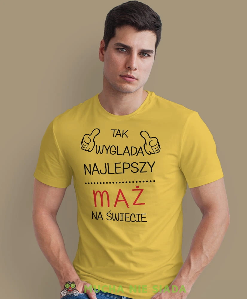 tak wygląda najlepszy mąż na świecie żółta męska koszulka z nadrukiem dla męża, na co dzień, na prezent, fajna koszulka.jpg