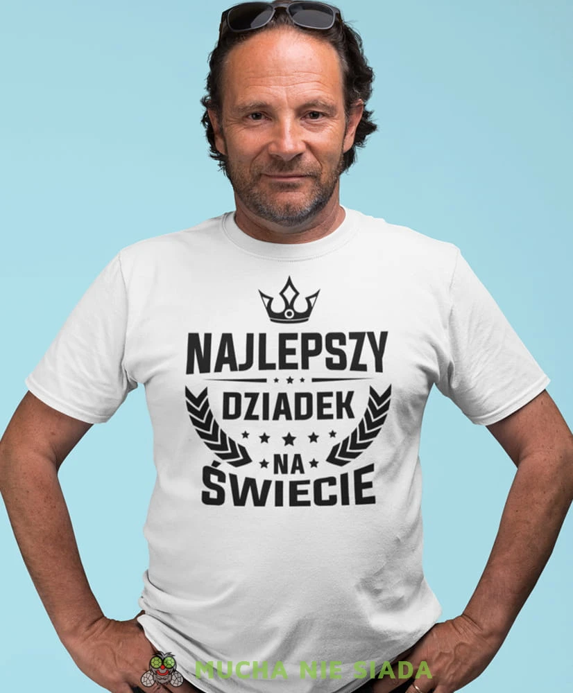 najlepszy dziadek na świecie korona biała koszulka męska dla dziadka, na urodziny, na dzień dziadka, na prezent.jpg