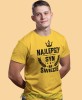 najlepszy syn na świecie korona, żółta męska koszulka dla syna, koszulka z nadrukiem, na prezent, na urodziny.jpg