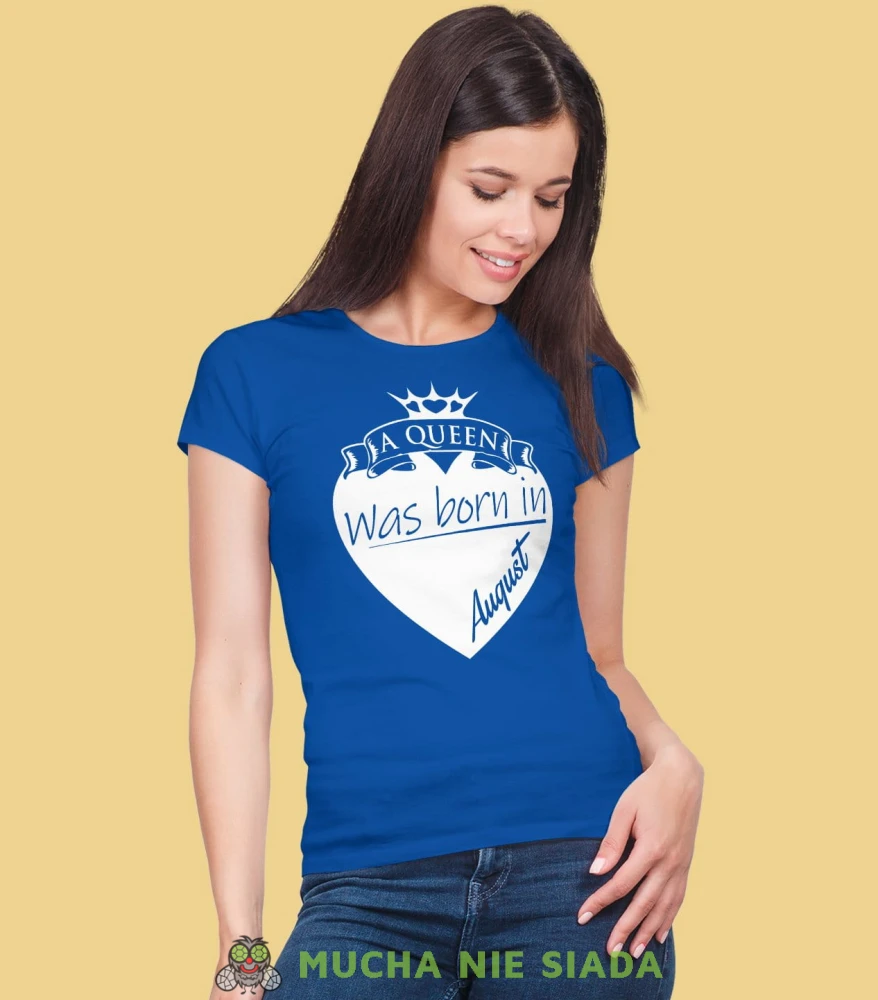 A Queen was born in... Koszulka urodzinowa niebieska