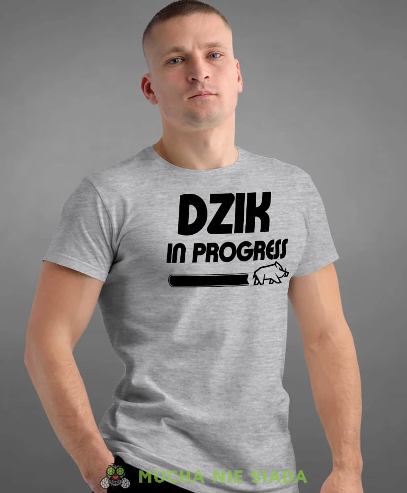 dzik in progress, szara koszulka na siłownię, męska koszulka, koszulka sportowa, na sport, gym, na siłownię.jpg