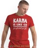 karma is like 69 you get what you give, czerwone męska koszulka z nadrukiem na co dzień, na prezent, fajna koszulka.jpg