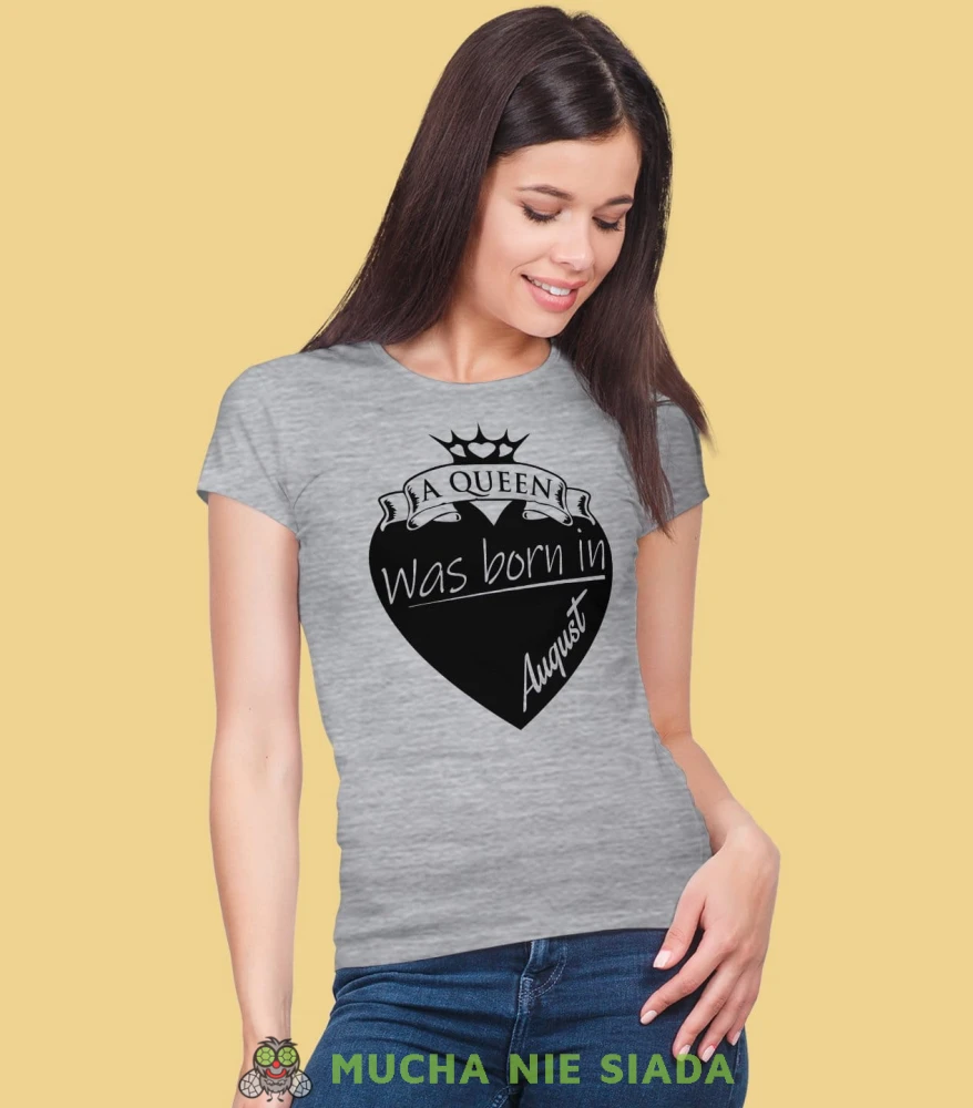 A Queen was born in... Koszulka urodzinowa szara