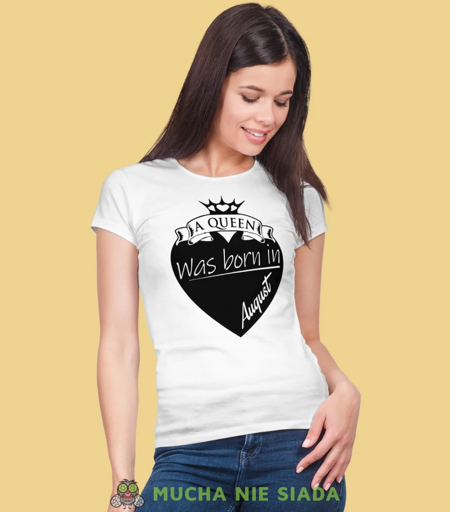 A Queen was born in... Koszulka urodzinowa biała