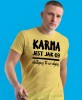 karma jest jak 69 dostajesz to co dajesz, żółta męska koszulka z nadrukiem na co dzień, na prezent, fajna koszulka.jpg