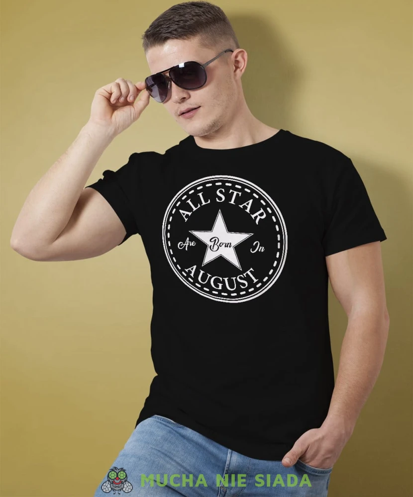 All star born in... Męska koszulka urodzinowa czarna