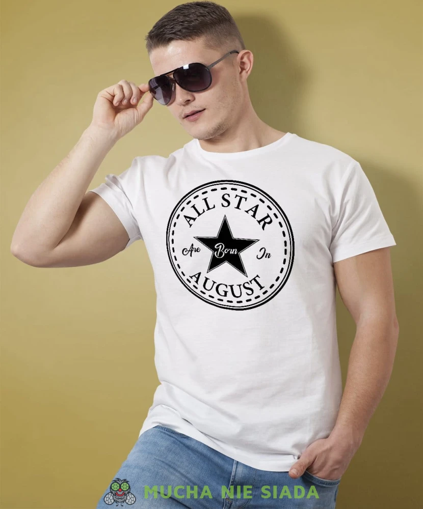 All star born in... Męska koszulka urodzinowa biała