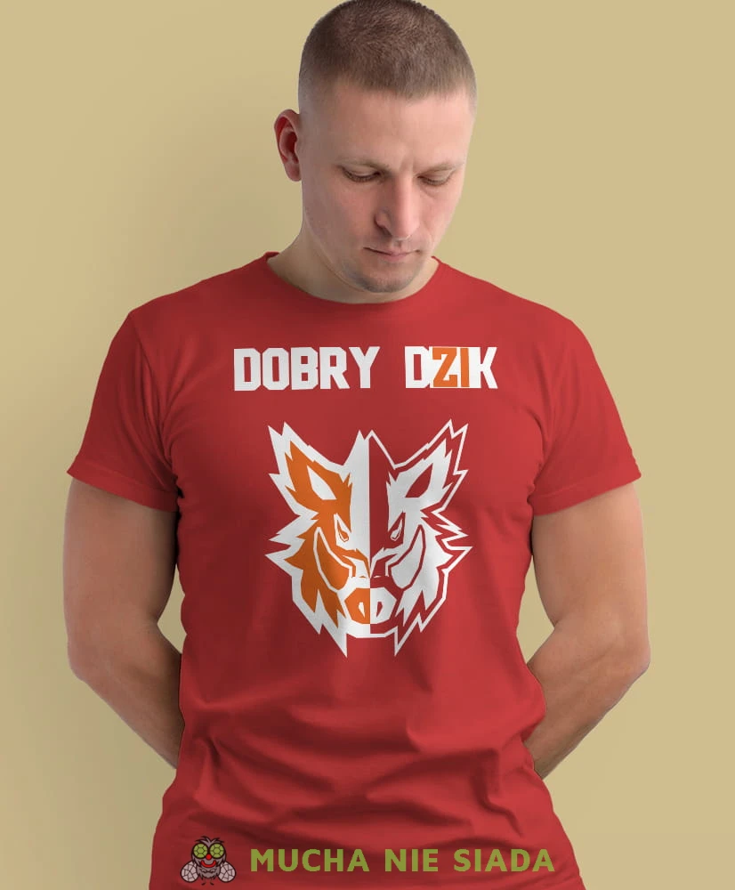 dobry dik głowa dzika, czerwona koszulka na siłownię, męska koszulka, koszulka sportowa, na sport, gym, na siłownię.jpg
