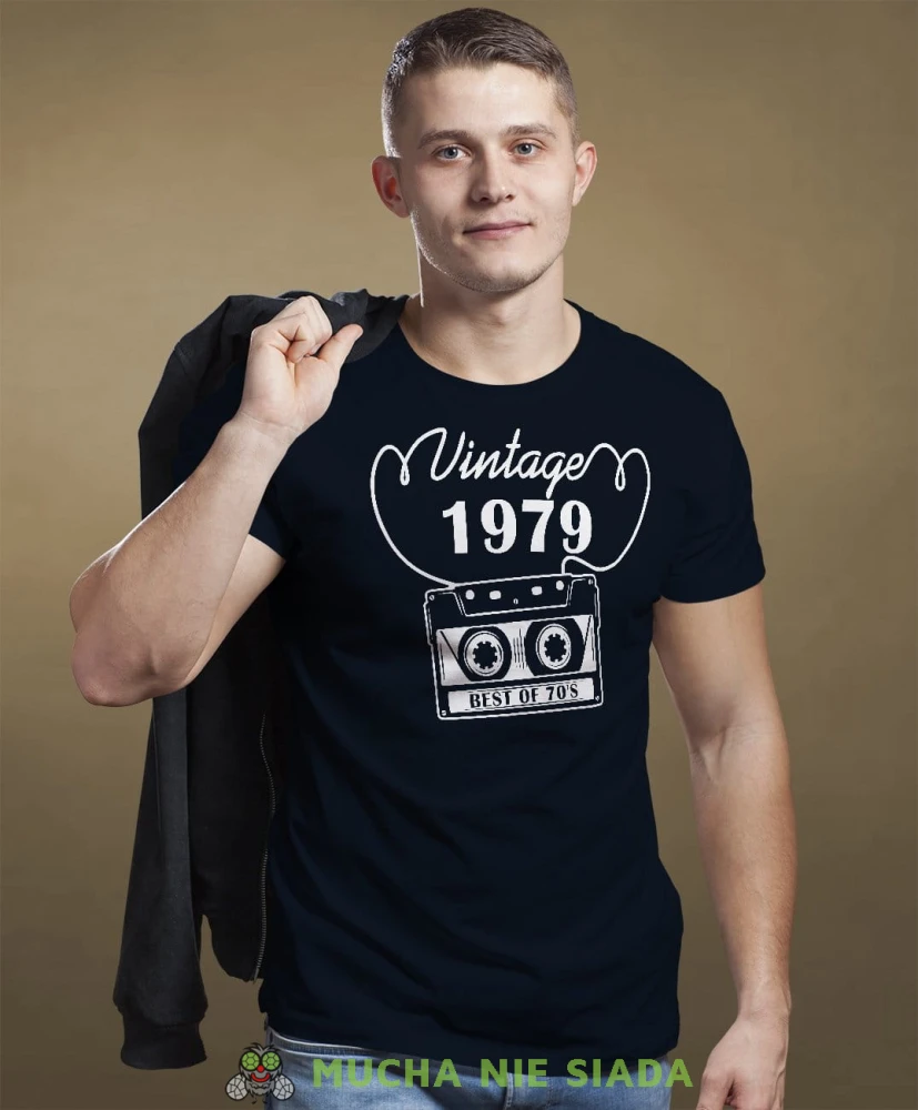 Vintage Kaseta magnetofonowa Koszulka urodzinowa granatowa