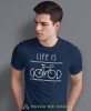life is good, granatowa męska koszulka rowerowa z nadrukiem, na rower, na co dzień, na prezent, fajna koszulka dla chłopaka, rower, rowerzysta.jpg
