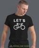 let's go, czarna męska koszulka rowerowa z nadrukiem, na rower, na co dzień, na prezent, fajna koszulka dla chłopaka, rower, rowerzysta.jpg