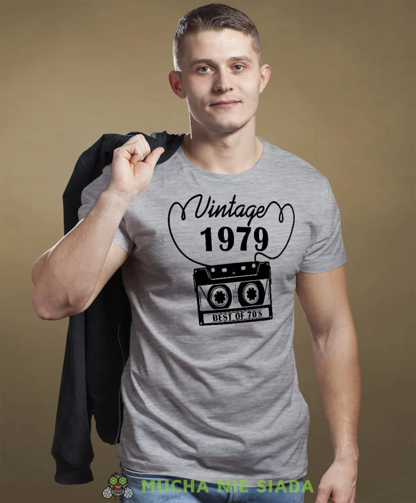 Vintage Kaseta magnetofonowa Koszulka urodzinowa szara