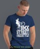 bmx street freestyle, granatowa męska koszulka rowerowa z nadrukiem, na rower, na co dzień, na prezent, fajna koszulka dla chłopaka, rower, rowerzysta.jpg