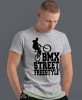bmx street freestyle, szara męska koszulka rowerowa z nadrukiem, na rower, na co dzień, na prezent, fajna koszulka dla chłopaka, rower, rowerzysta.jpg