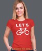 let's go, czerwona damska koszulka rowerowa z nadrukiem, na rower, fajna koszulka dla rowerzystki, na co dzień, na prezent.jpg