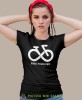bike forever, czarna damska koszulka rowerowa z nadrukiem, na rower, fajna koszulka dla rowerzystki, na co dzień, na prezent.jpg