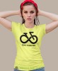 bike forever, żółta damska koszulka rowerowa z nadrukiem, na rower, fajna koszulka dla rowerzystki, na co dzień, na prezent.jpg