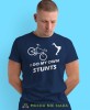 i do my own stunts, granatowa męska koszulka rowerowa z nadrukiem, na rower, na co dzień, na prezent, fajna koszulka dla chłopaka, rower, rowerzysta.jpg