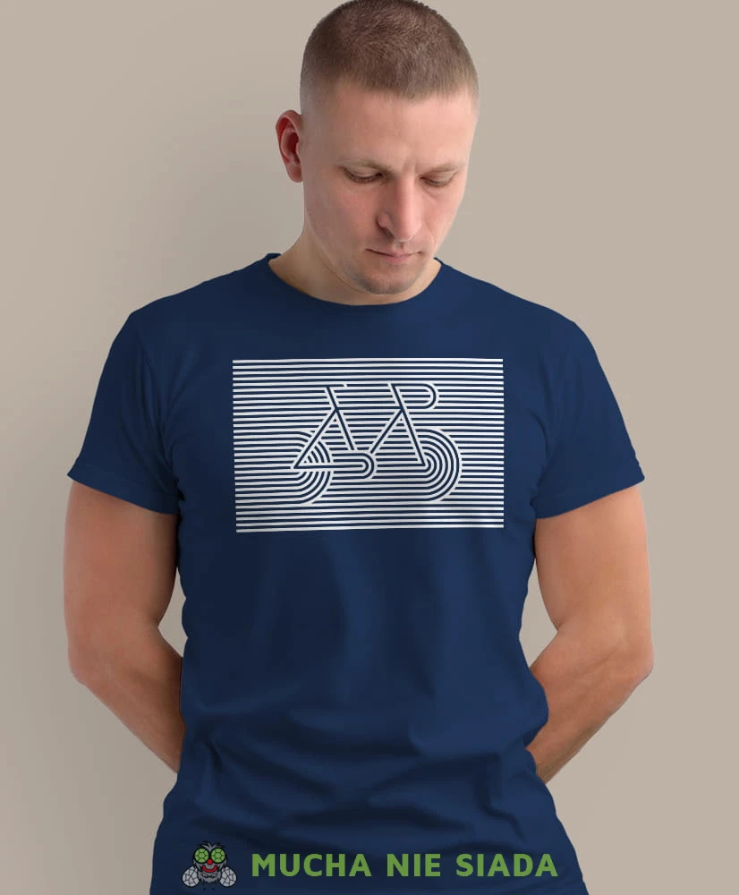 rower, granatowa męska koszulka rowerowa z nadrukiem, na rower, na co dzień, na prezent, fajna koszulka dla chłopaka, rower, rowerzysta.jpg
