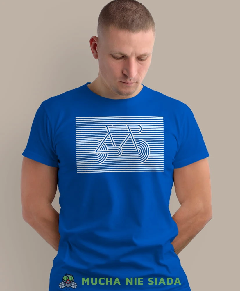 rower, niebieska męska koszulka rowerowa z nadrukiem, na rower, na co dzień, na prezent, fajna koszulka dla chłopaka, rower, rowerzysta.jpg